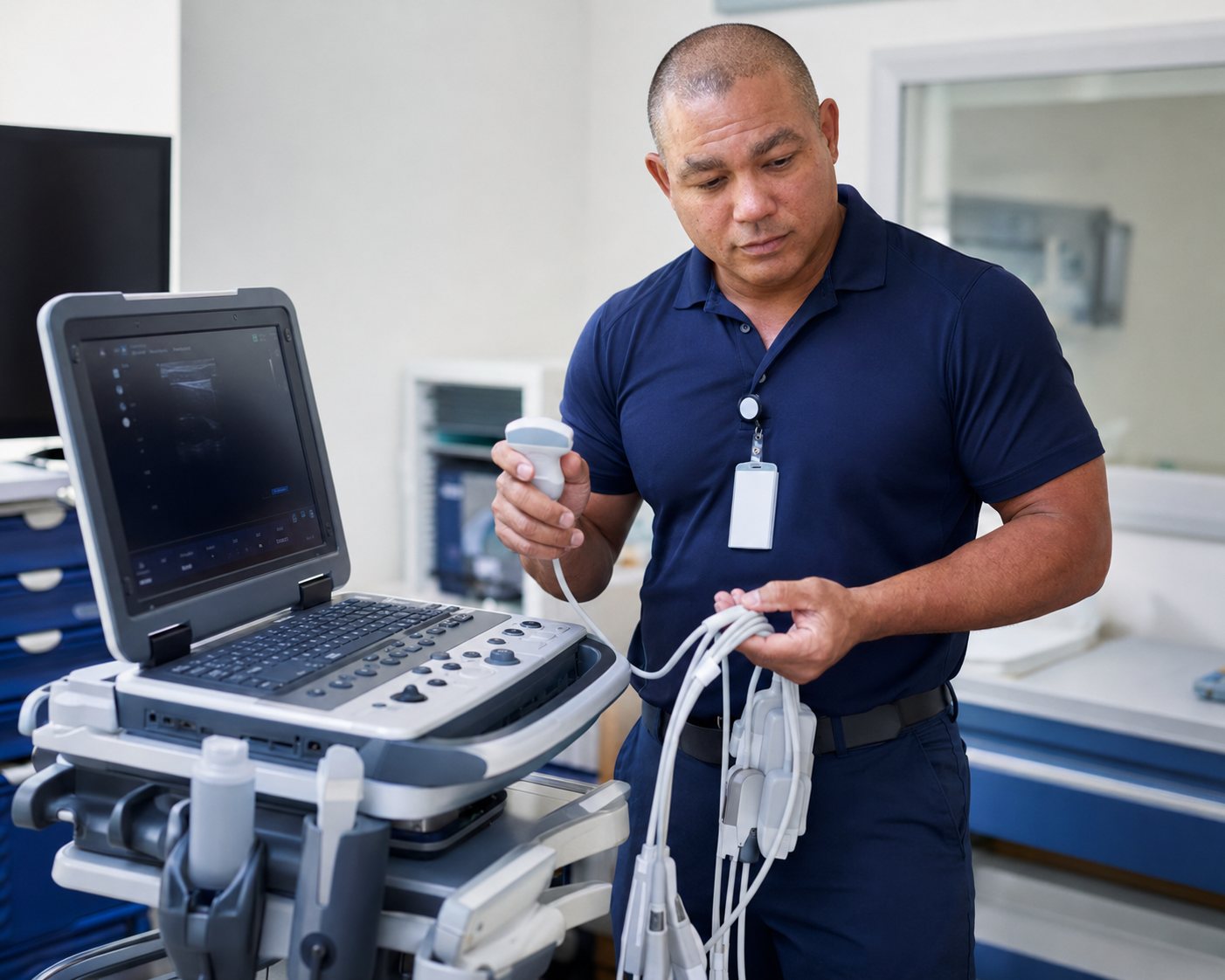 BiomedRx technician performing manufacturer services to protect patient safety